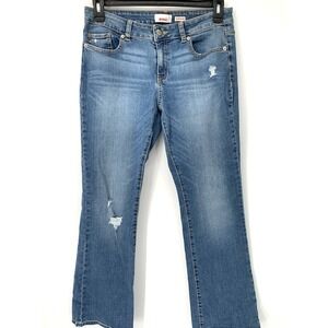 Bongo Bootcut Jeans Women Size 10 Blue Distressed Medium Wash Stretch Denim